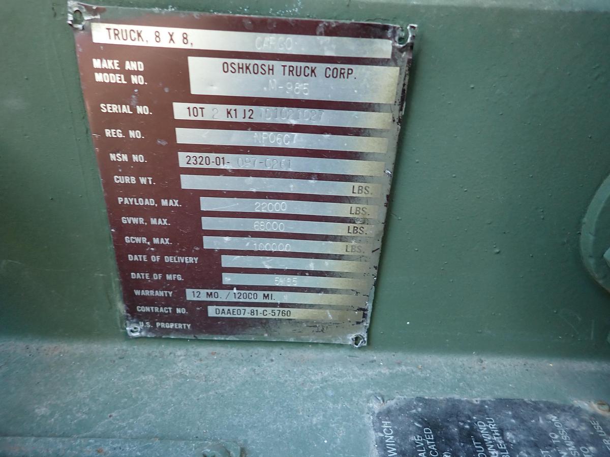 Used 1985 Oshkosh M985 8x8 HEMTT