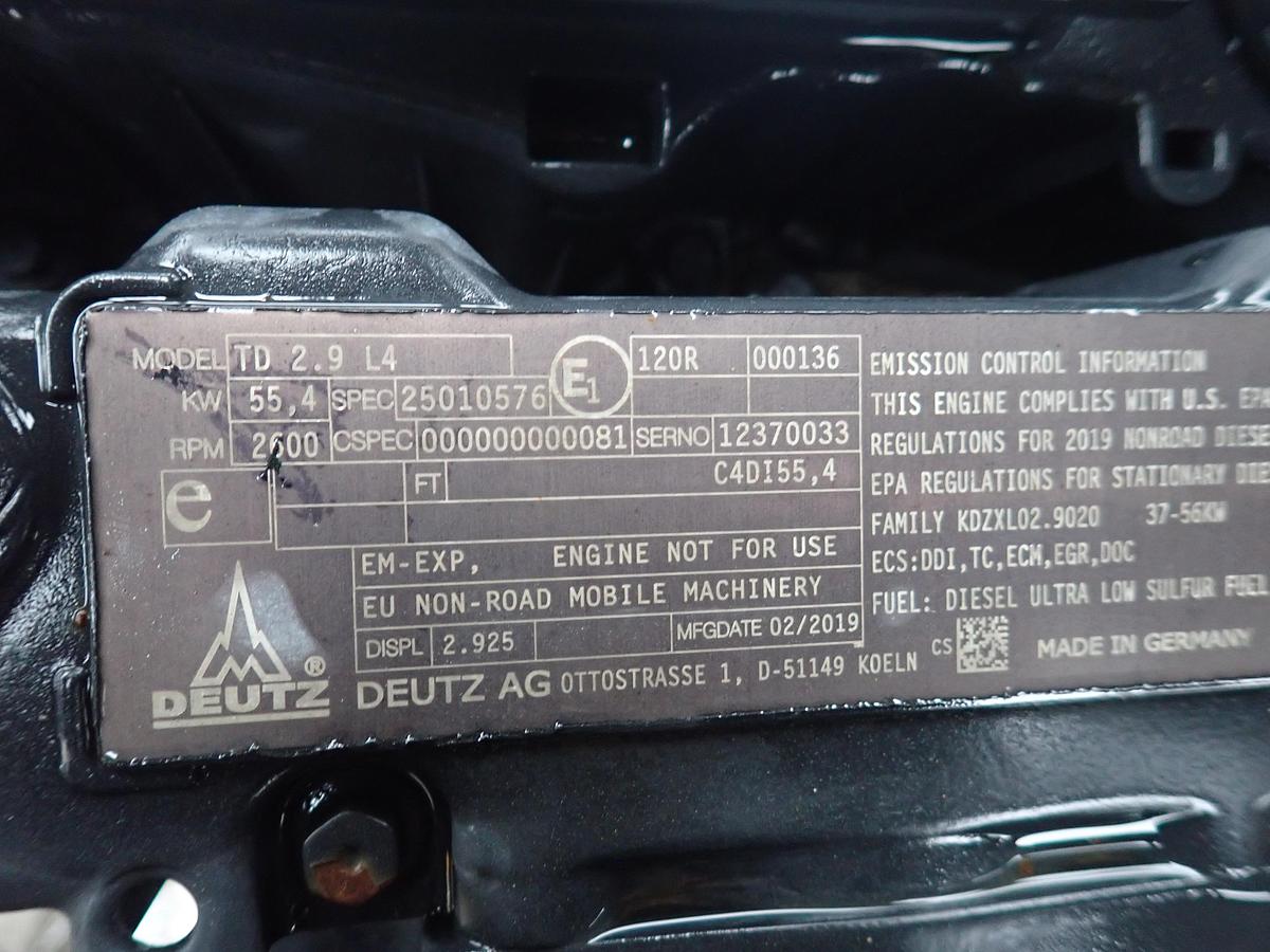 Used 2019 DEUTZ TD2.9L4 Diesel Power Unit 145 HOURS!!