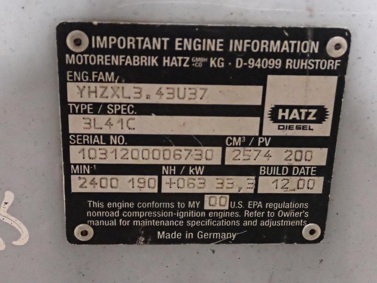 Used 2000 Hatz 3L41C Diesel Engine