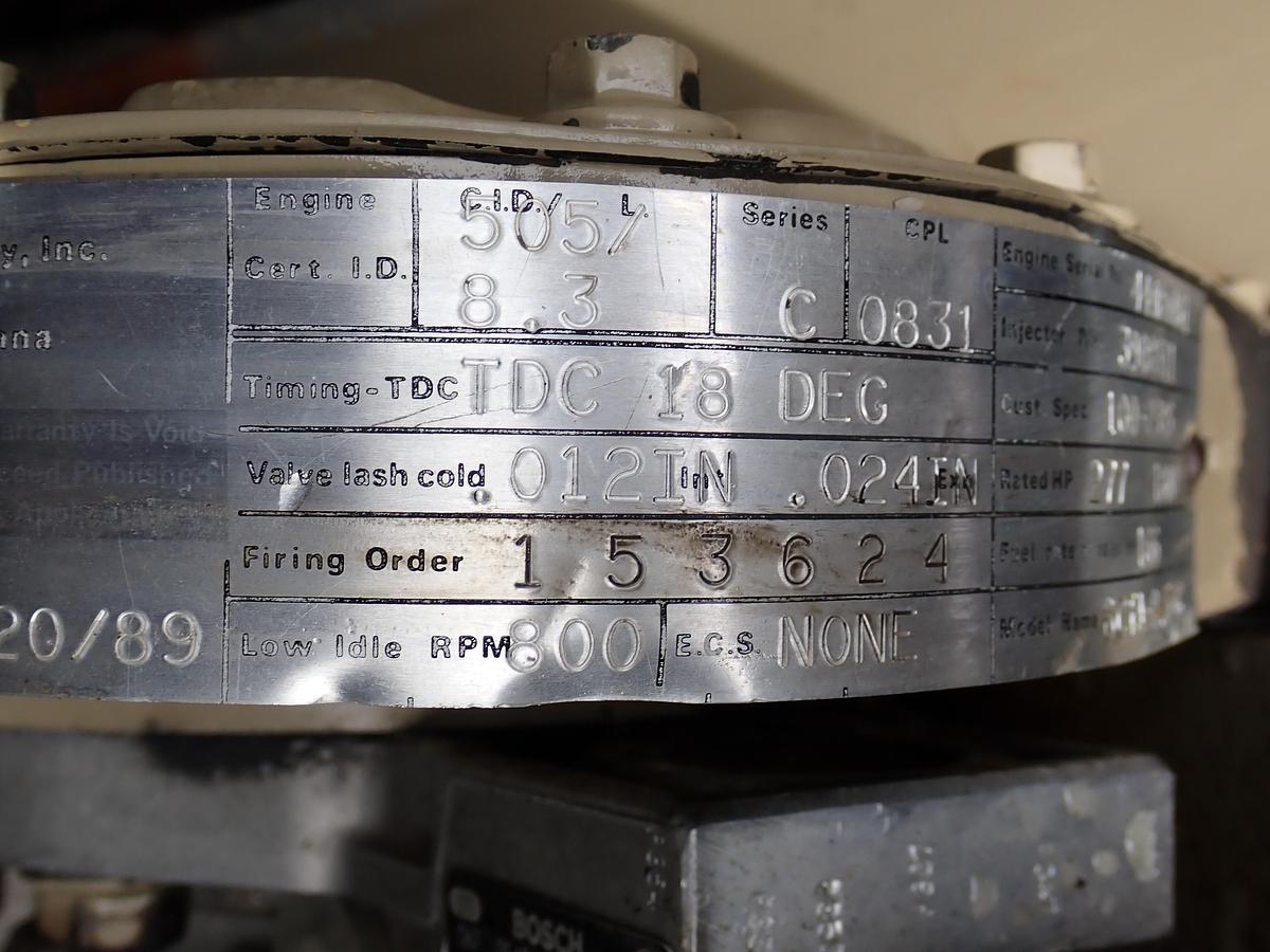 Used 1990 Cummins 6CTA 8.3 Diesel Engine 158 HOURS