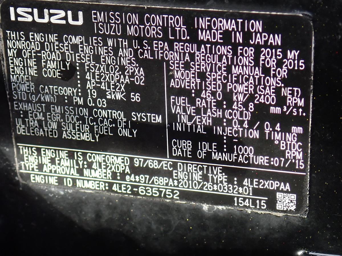 Used 2015 Isuzu 4LE2 Turbo Diesel Engine 1137 HOURS!