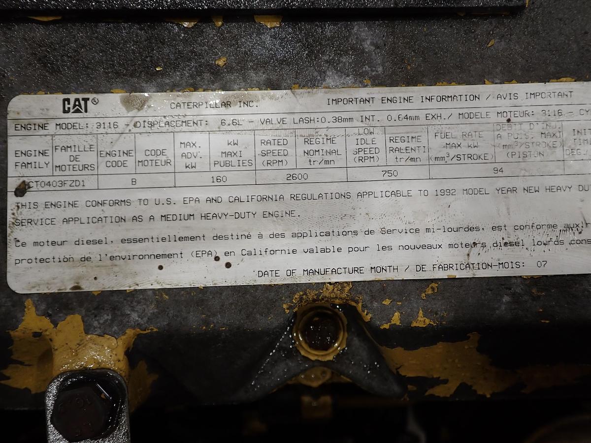 Used 1992 CAT 3116 Diesel Truck Engine 21K MILES! 215 HP
