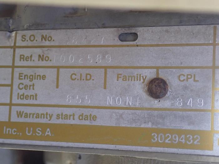 Used 1990 Cummins NT855-G6 250 KW Generator 1168 HOURS!