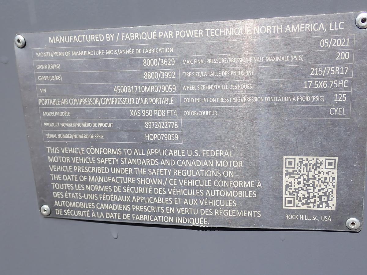 Used 2021 Atlas Copco XAS950 PD8 Air Compressor