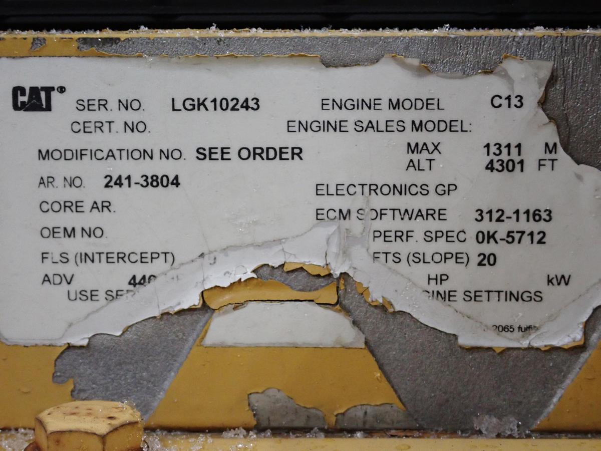 Used 2008 CAT C13 Diesel Engine POWER UNIT w/ PTO Clutch