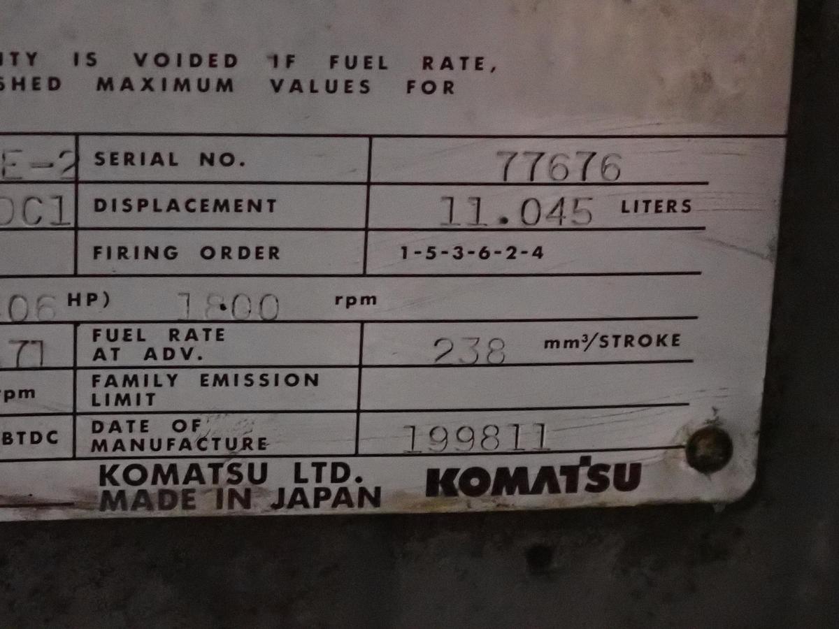 Used 1998 Komatsu SA6D125E-2 Diesel Engine