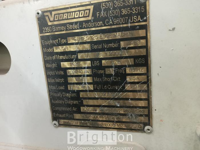 Used 2006 Voorwood A 125F used Shape and Sand machine #BBM2395