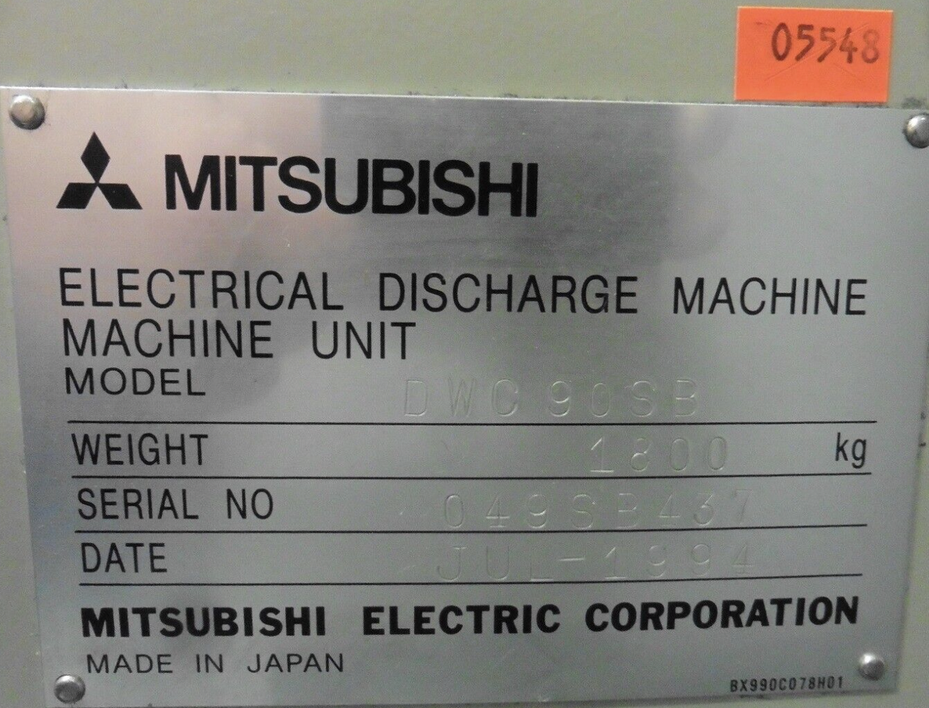 Used 1994 Mitsubishi Electrical Discharge Machine CNC Wire EDM