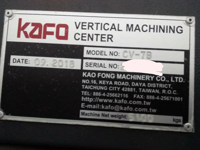 Used 2018 KAFO CV 7B CNC MILLING MACHINE CENTER