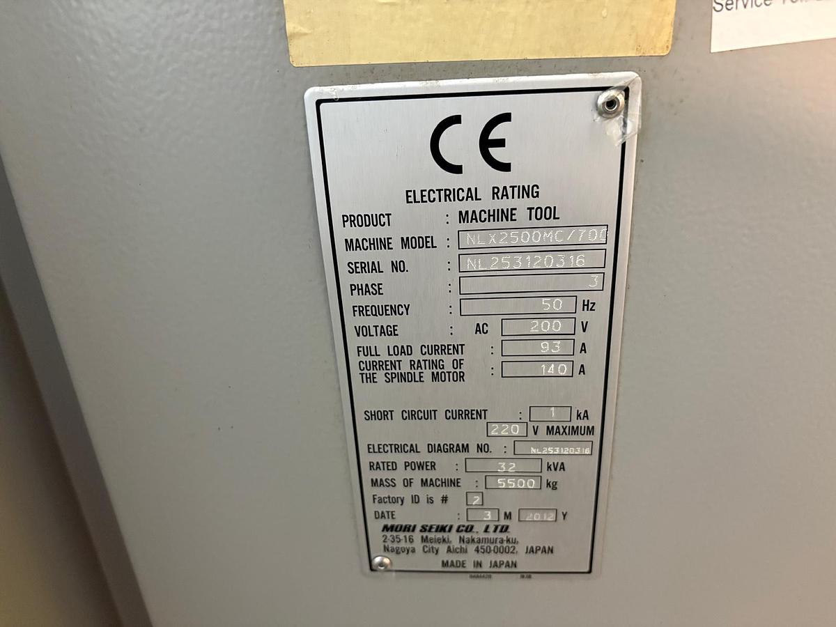 Used MORI SEIKI NLX2500MC/700 3 AXIS CNC TURNING CENTRE