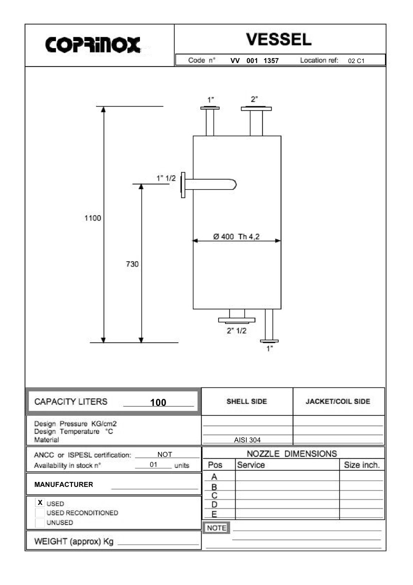 Usato Serbatoio da 100 Litri