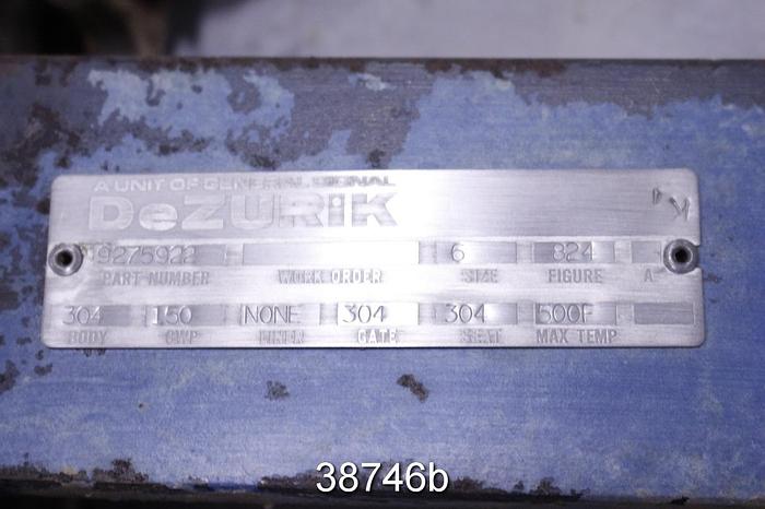 Used Dezurik 6" Hand Operated Knife Gate Valve #38746