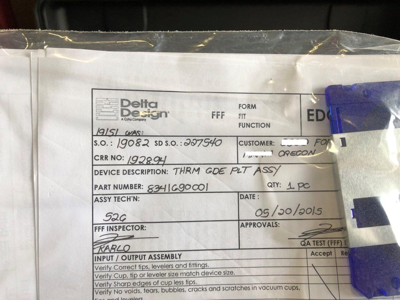 Used Delta Edge DE8000 - Q-FPB-16 TSSOP .173-0001 Test Handler Change kit