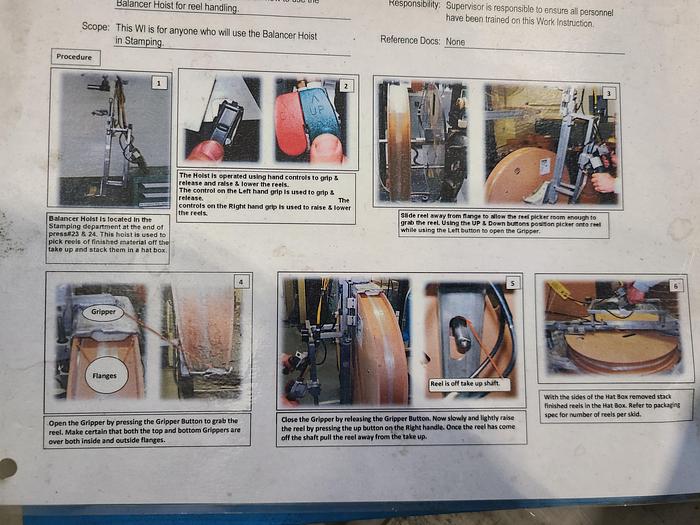 Used Zimmerman  200 Lb Air Balance Back Saving Heavy Lifting Hoist for Coil Stock