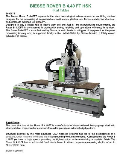 Used 2005 Biesse Rover B 4.40 FT CNC Router