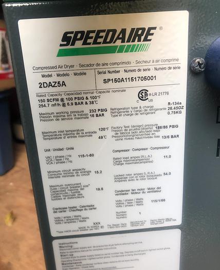 Used Speedaire Air Dryer