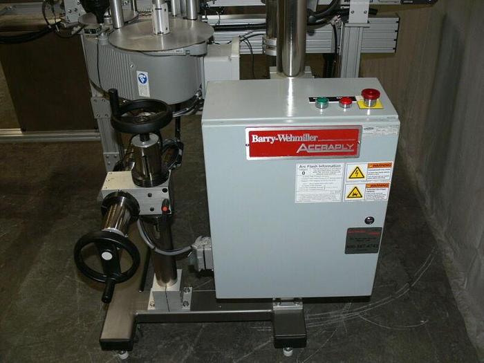 Used Accraply Pressure sensitive Side Labeler MSNO6799 w/ Dorner 2200 Conveyor