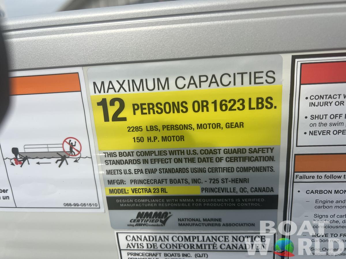 2026 Princecraft Vectra 23 RL Dinette Swingback Pontoon 