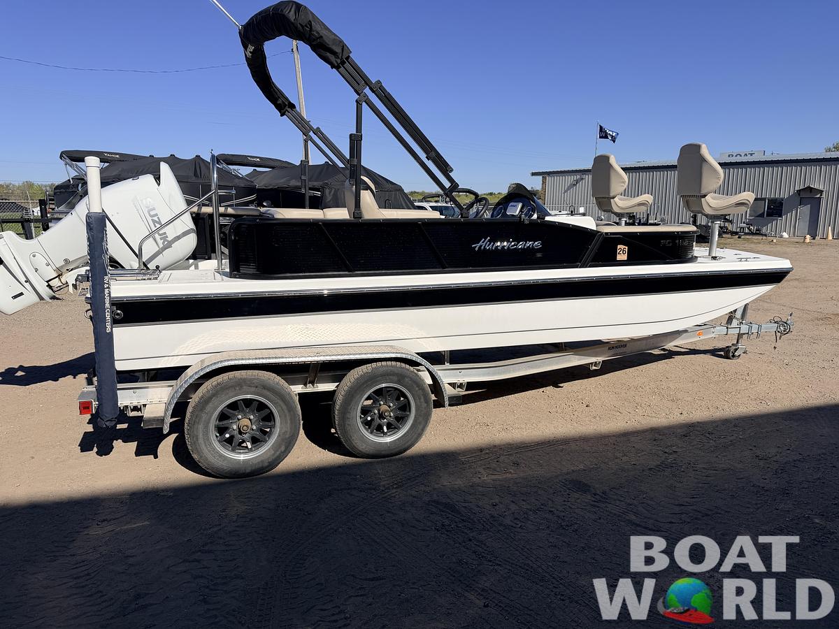 Used 2021 Hurricane Fun Deck 198 with 140HP Suzuki & Tandem Axle Trailer -$31,995