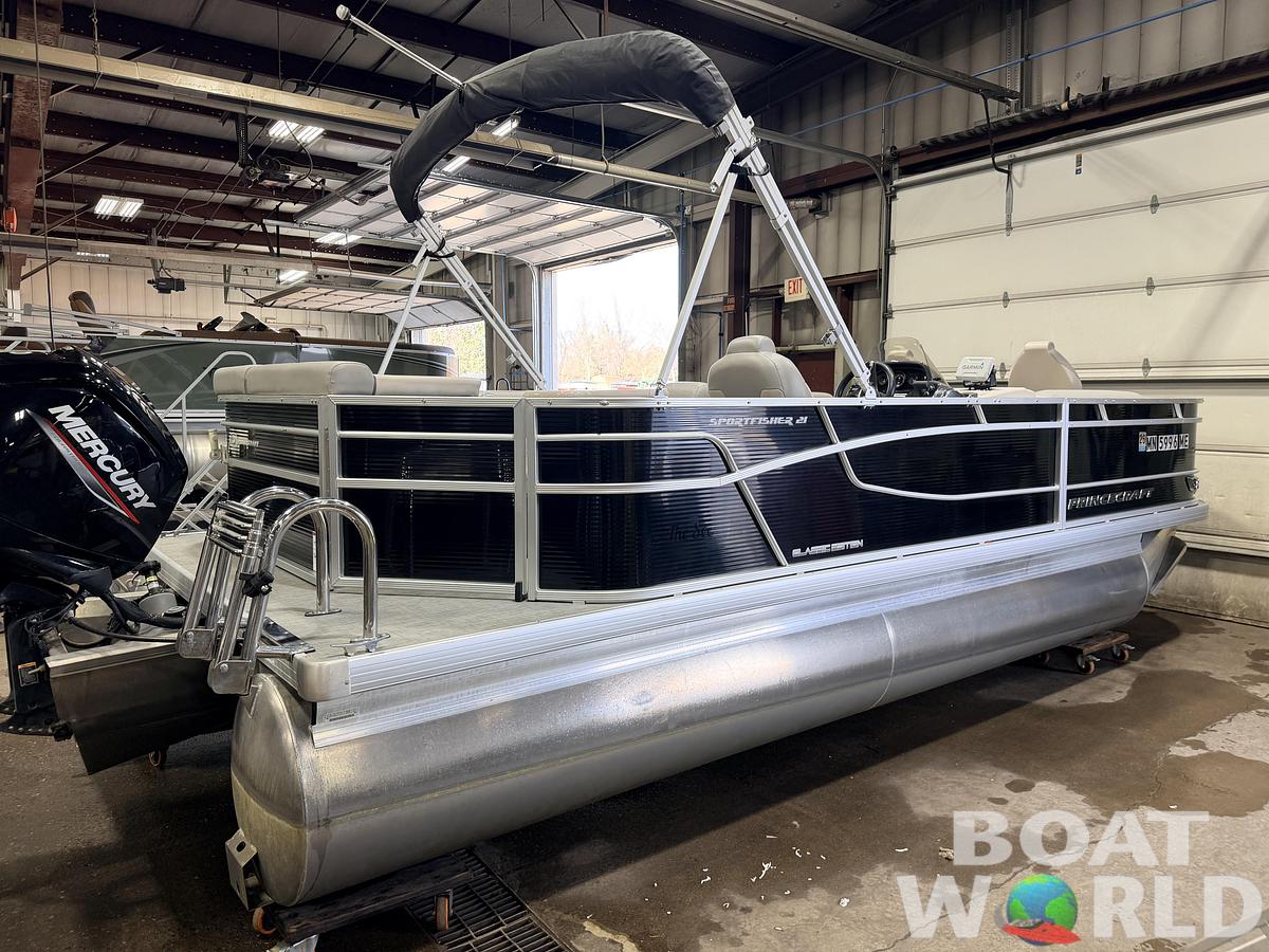 Used 2021 Princecraft 21 Sportfisher 2RS Pontoon & 90HP Mercury 4-Stroke -$27,995