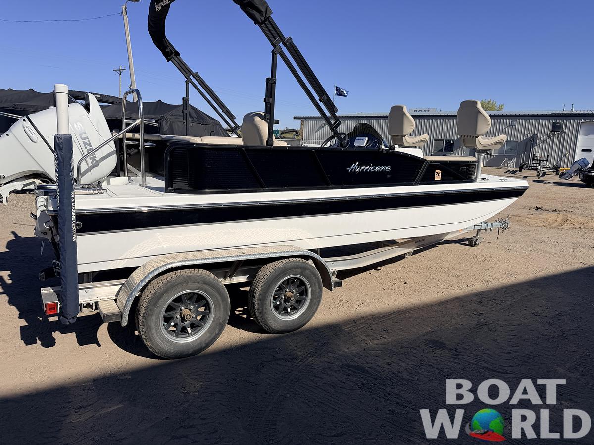 Used 2021 Hurricane Fun Deck 198 with 140HP Suzuki & Tandem Axle Trailer -$31,995
