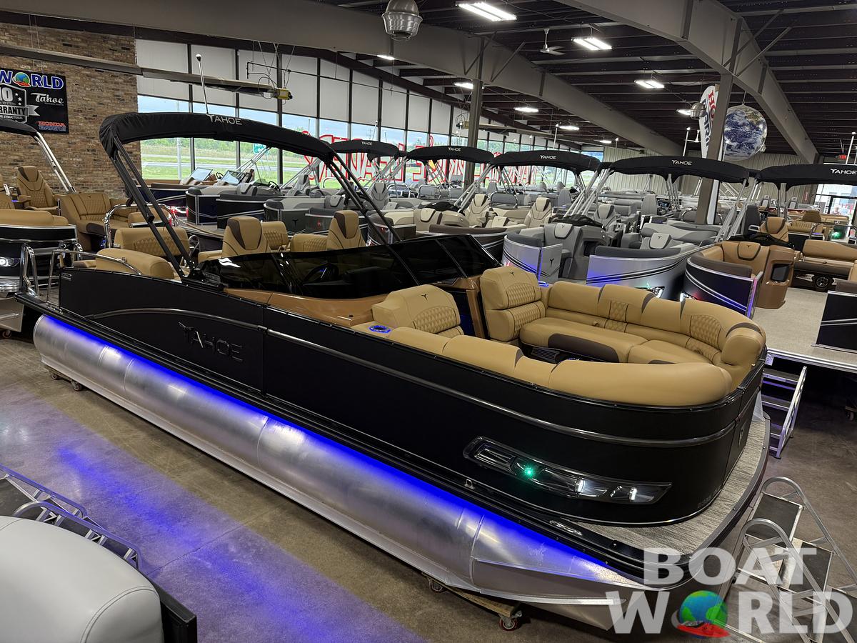 2025 Tahoe Pontoons Cascade 2385 Quad Lounge Shift Windshield Tritoon & 225HP 4-Stroke EFI