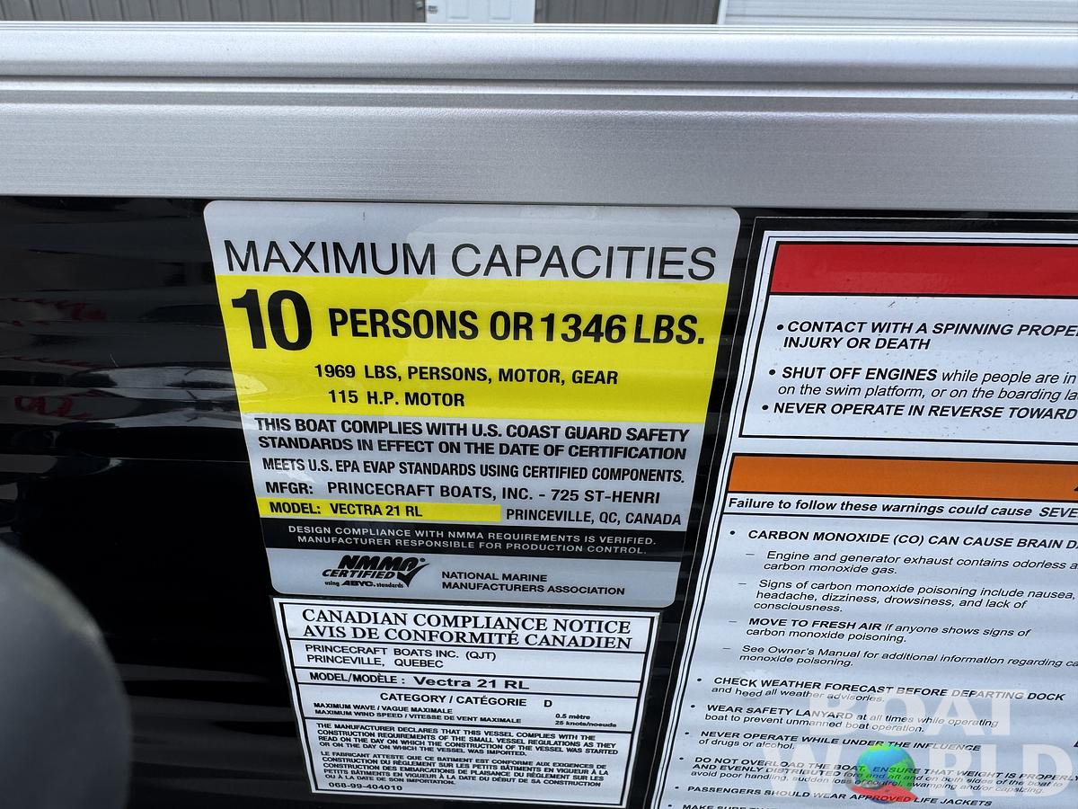 Used 2024 Princecraft Vectra 21 RL Dinette Swingback Pontoon