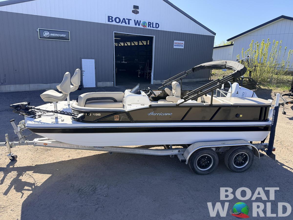 Used 2021 Hurricane Fun Deck 198 with 140HP Suzuki & Tandem Axle Trailer -$31,995