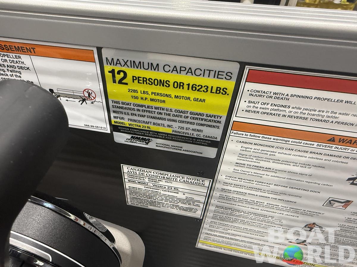 2026 Princecraft Vectra 23 RL Dinette Swingback Pontoon