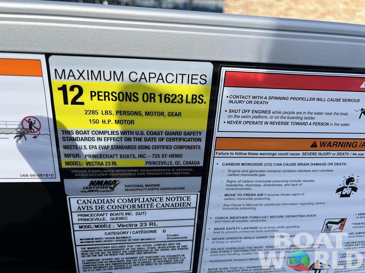 2026 Princecraft Vectra 23 RL SS Swingback Pontoon & Mercury 4-Stroke EFI