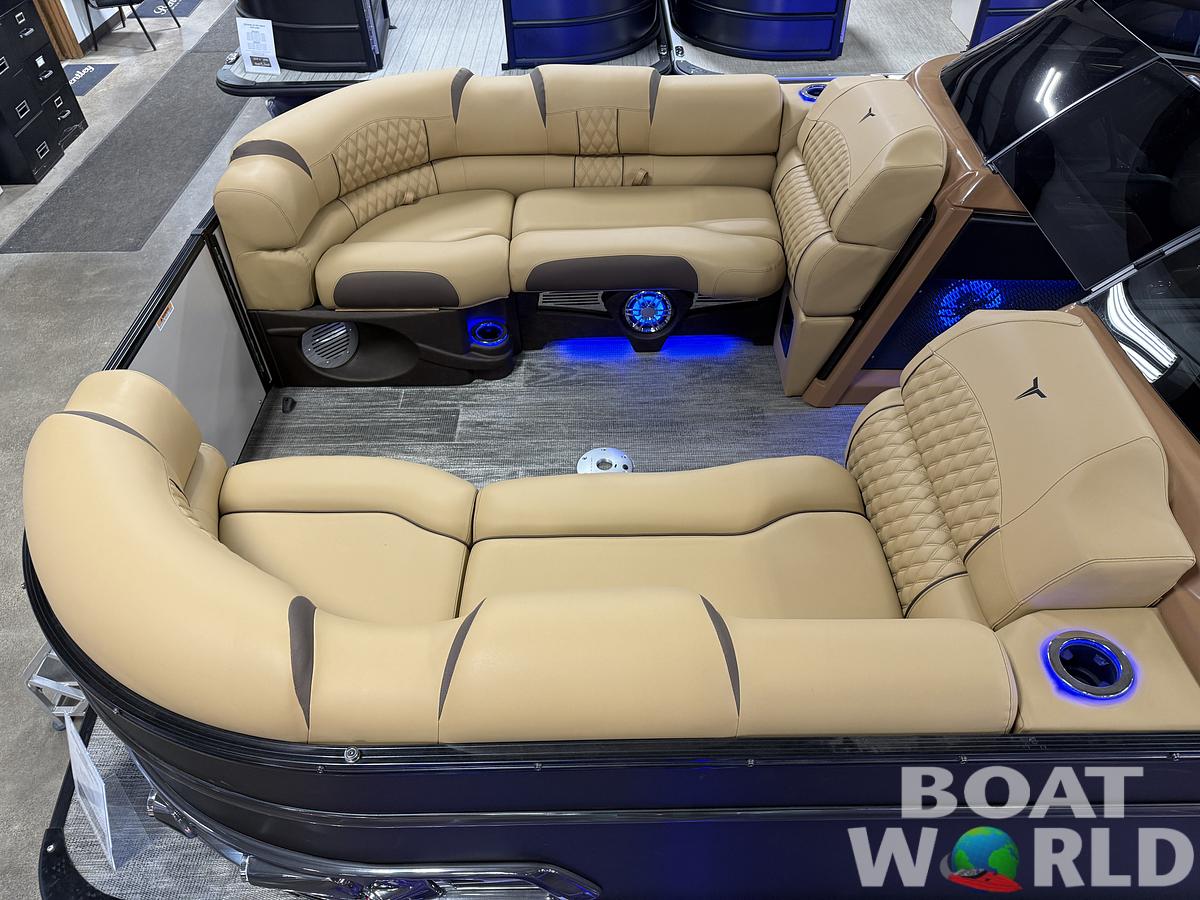 2025 Tahoe Pontoons Cascade 2385 Quad Lounge Shift Windshield Tritoon & 225HP 4-Stroke EFI