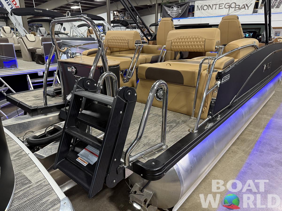 2025 Tahoe Pontoons Cascade 2385 Quad Lounge Shift Windshield Tritoon & 225HP 4-Stroke EFI
