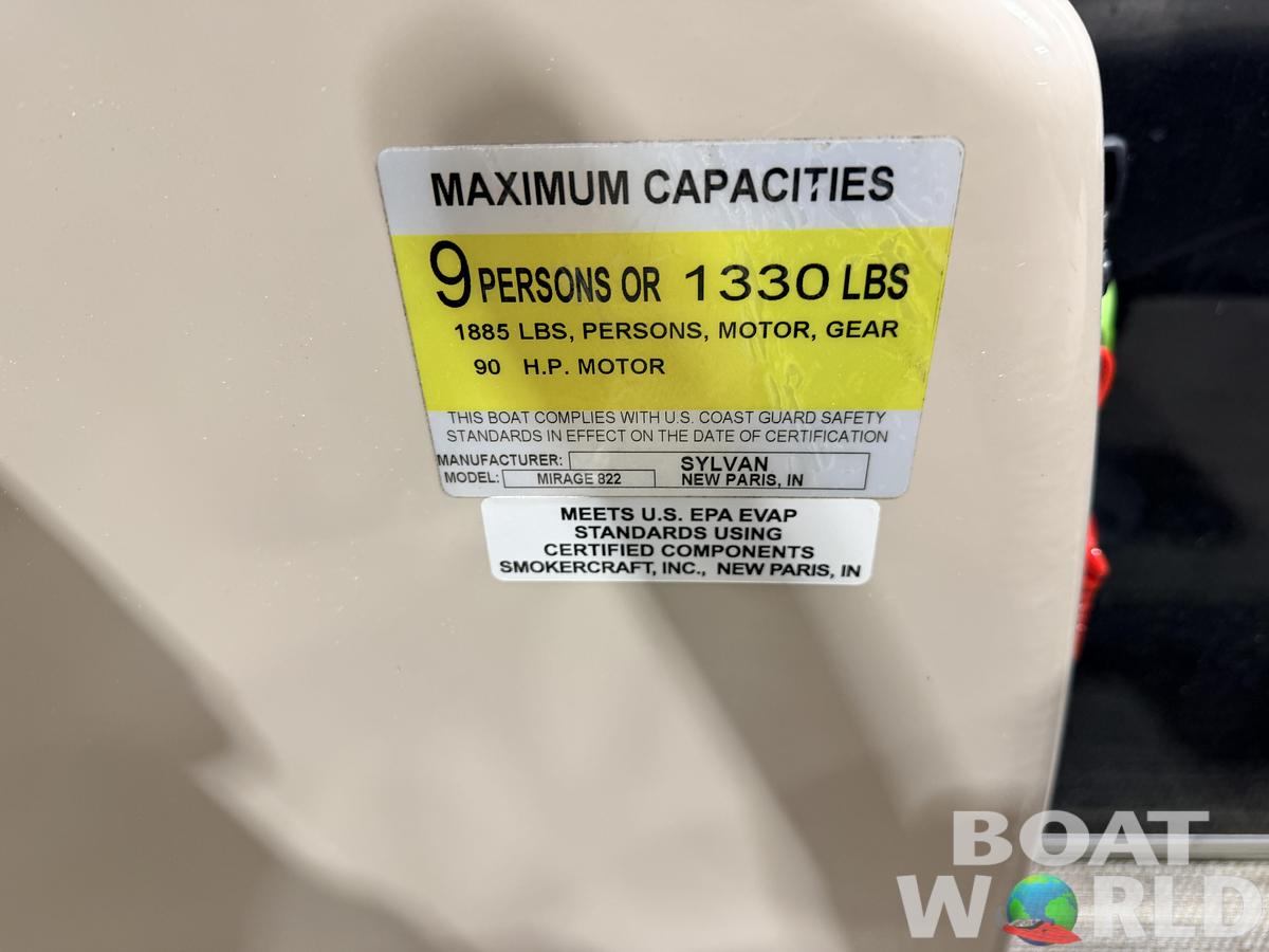 Used 2016 Sylvan Mirage 822 LZ & 50HP Yamaha 4Stroke - $21,995