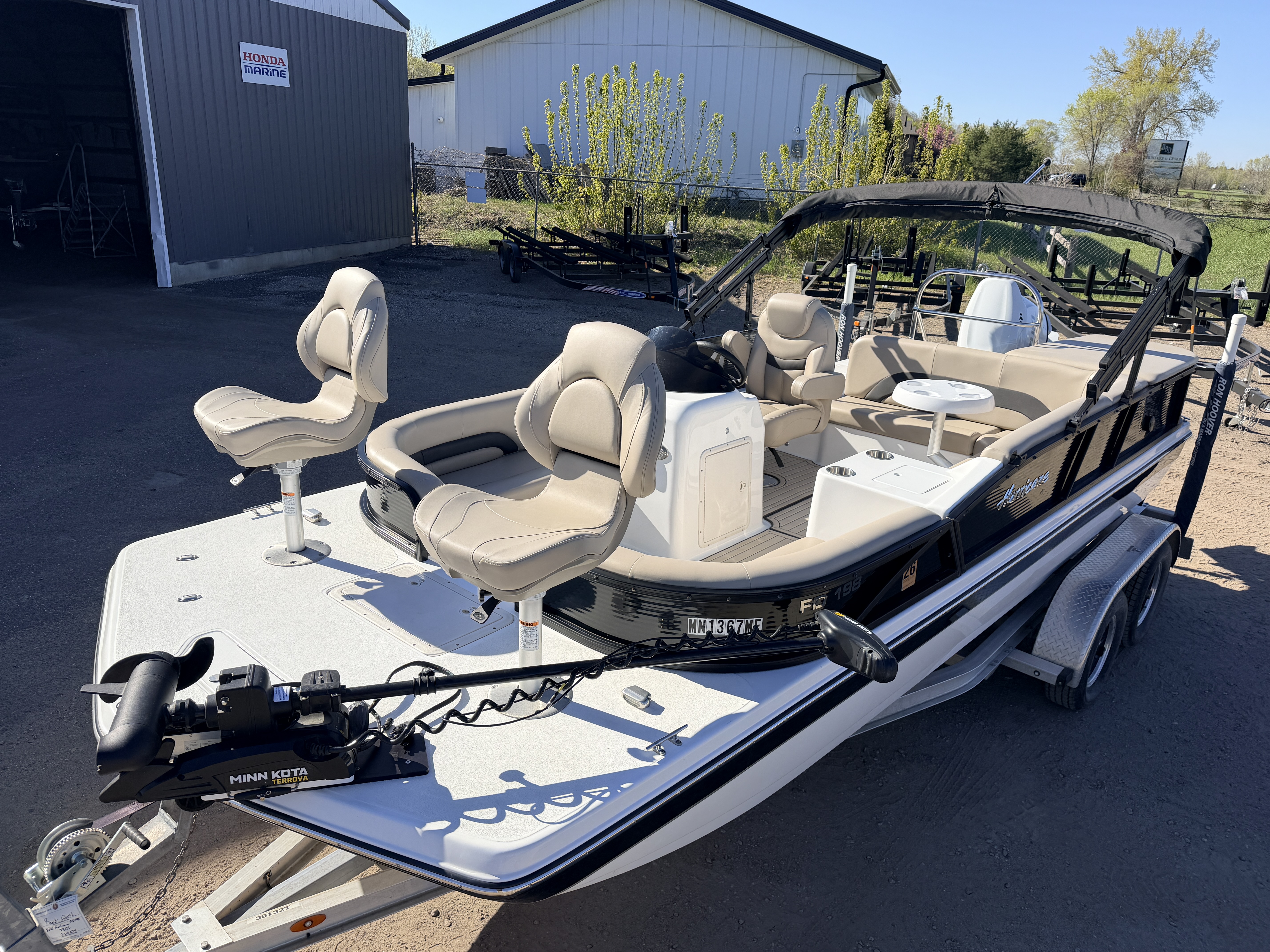 Used 2021 Hurricane Fun Deck 198 with 140HP Suzuki & Tandem Axle Trailer -$31,995