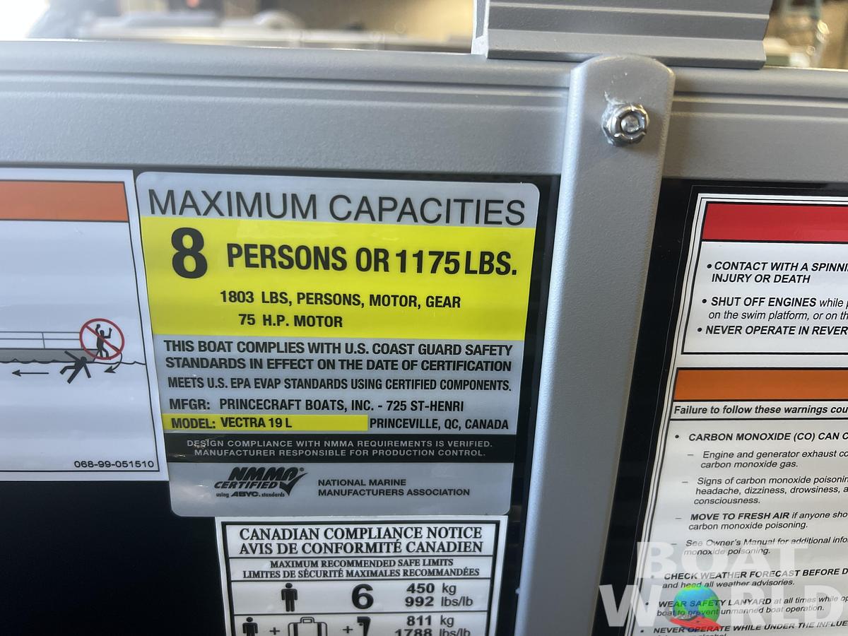 2026 Princecraft Vectra 19 Cruise Lounge Pontoon & Mercury 4-Stroke EFI