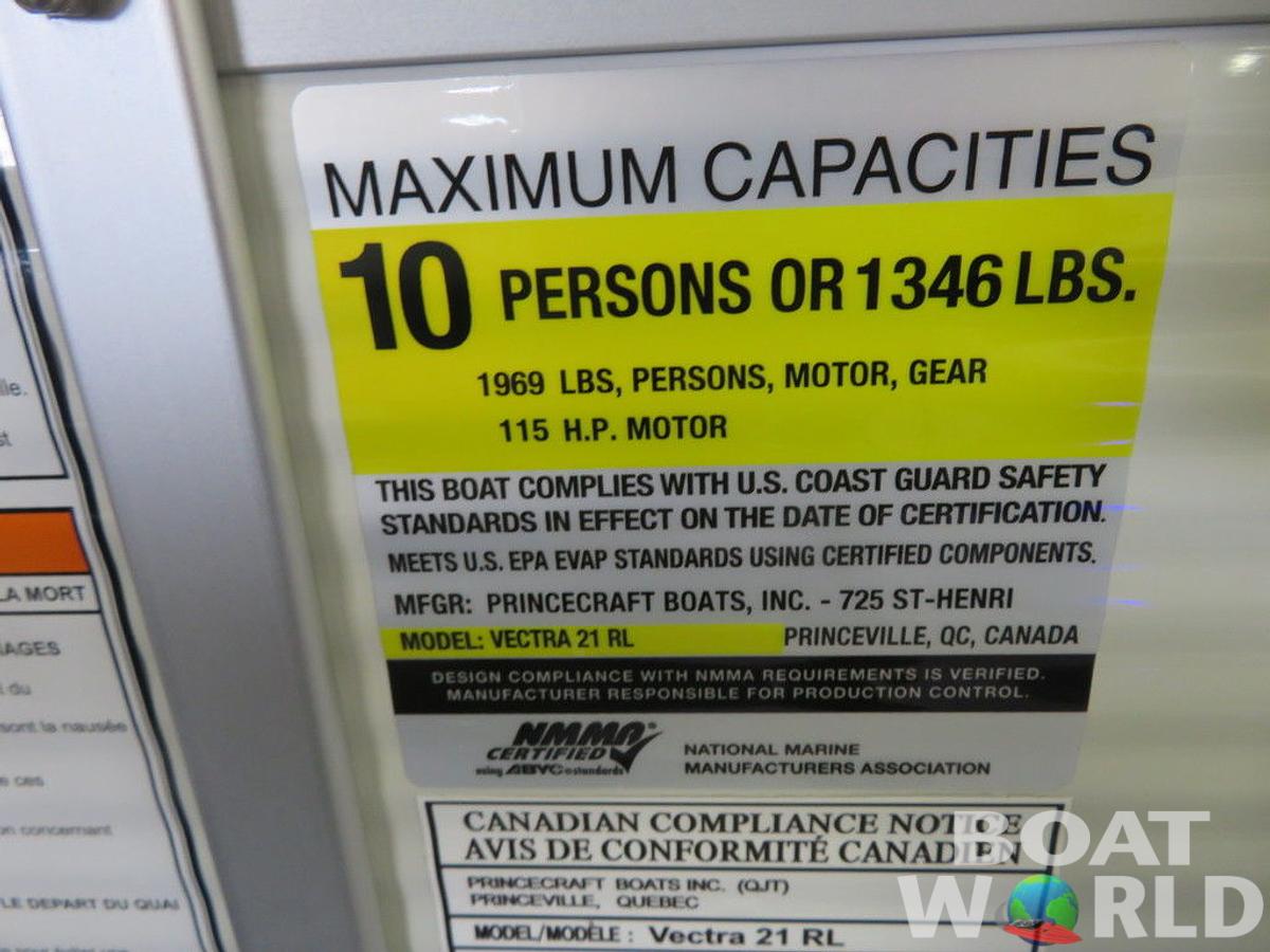 2025 Princecraft Vectra 21 RL Swingback SS Pontoon & Mercury 4-Stroke EFI