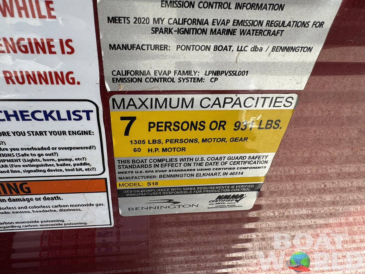 Used 2020 Bennington 188 SFV Pontoon