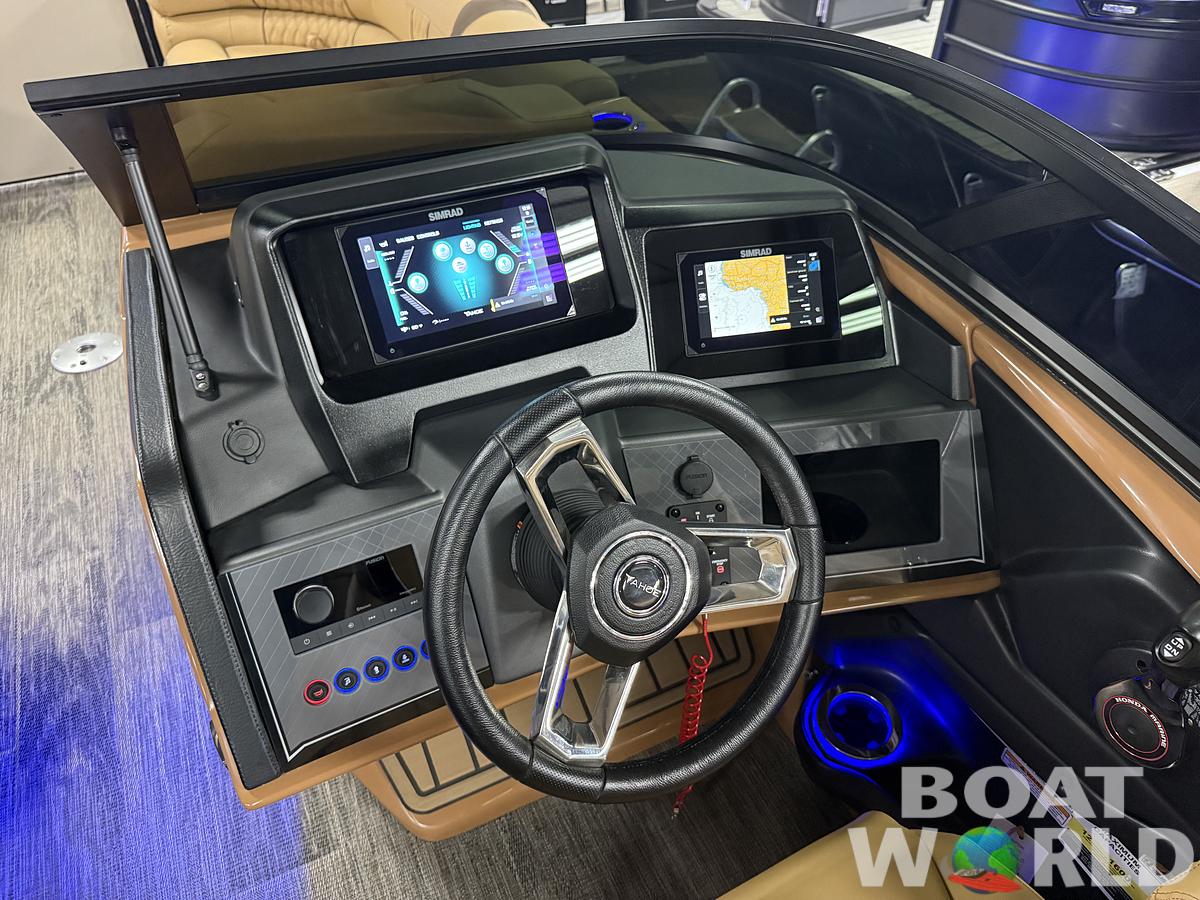 2025 Tahoe Pontoons Cascade 2385 Quad Lounge Shift Windshield Tritoon & 225HP 4-Stroke EFI