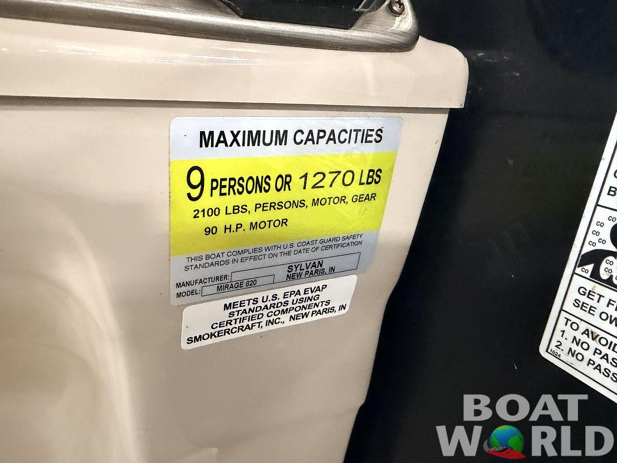 Used 2015 Sylvan Mirage 820 & 90HP Mercury 4Stroke - $21,995