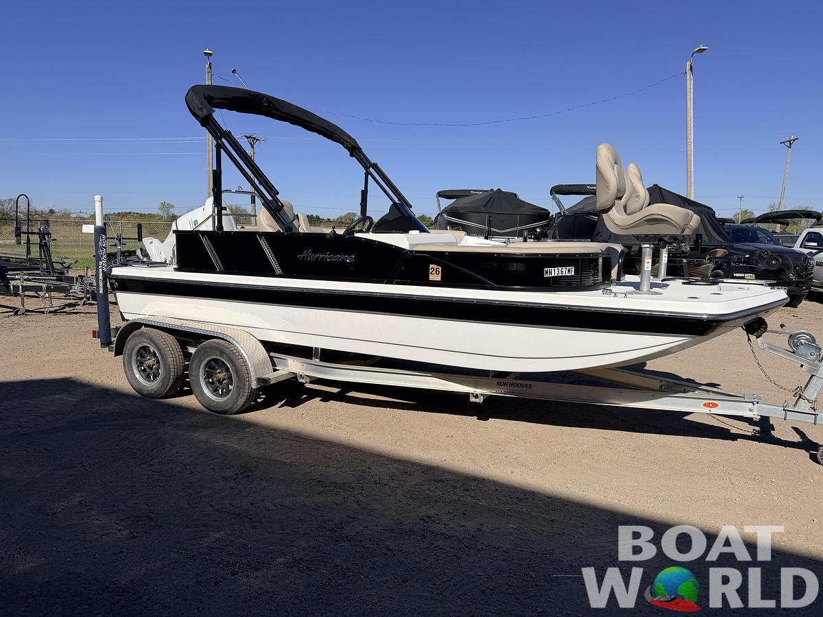 Used 2021 Hurricane Fun Deck 198 with 140HP Suzuki & Tandem Axle Trailer -$31,995