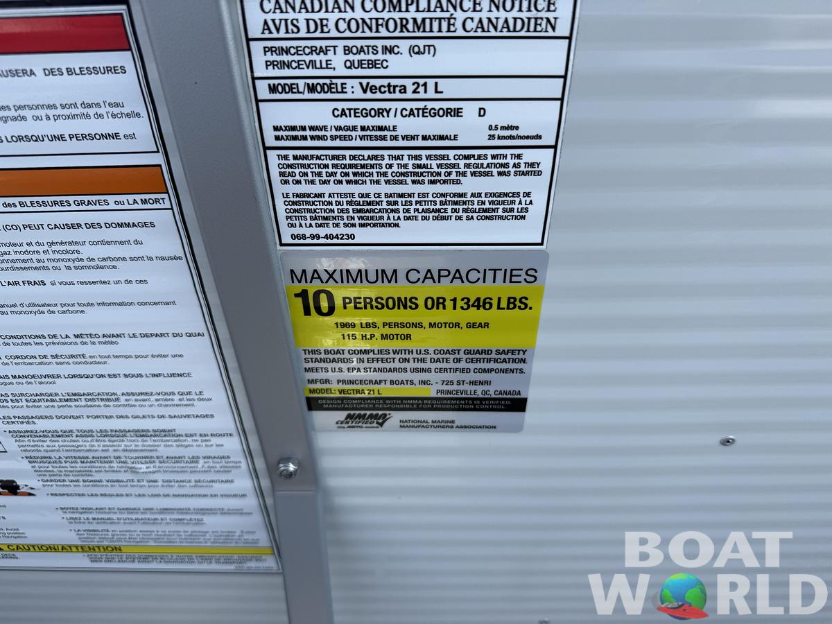 2026 Princecraft Vectra 21 Cruise Lounge Pontoon & Mercury 4-Stroke EFI