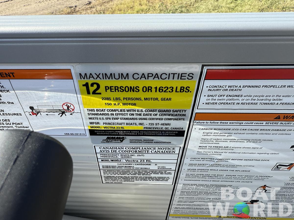 2026 Princecraft Vectra 23 RL SS Swingback Pontoon & Mercury 4-Stroke EFI