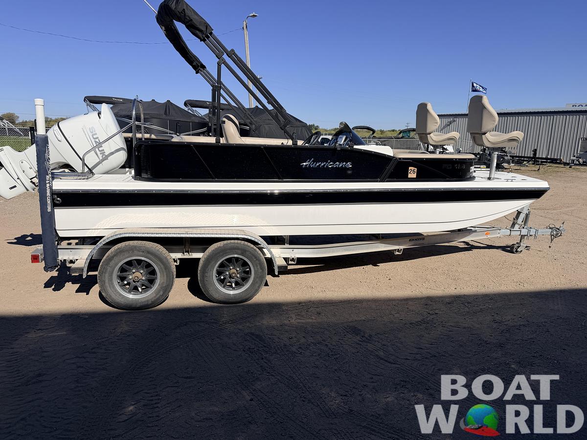 Used 2021 Hurricane Fun Deck 198 with 140HP Suzuki & Tandem Axle Trailer -$31,995