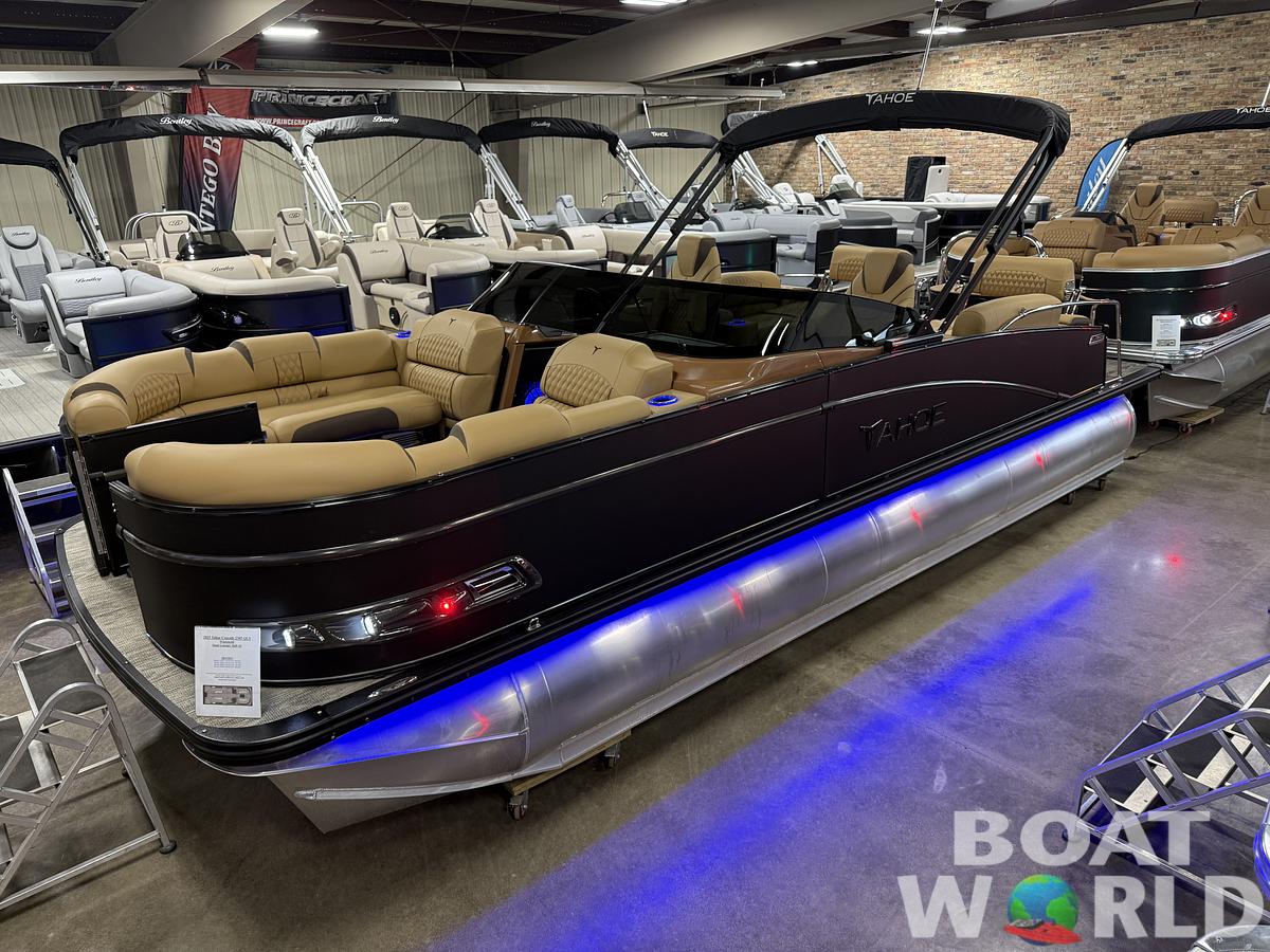 2025 Tahoe Pontoons Cascade 2385 Quad Lounge Shift Windshield Tritoon & 225HP 4-Stroke EFI