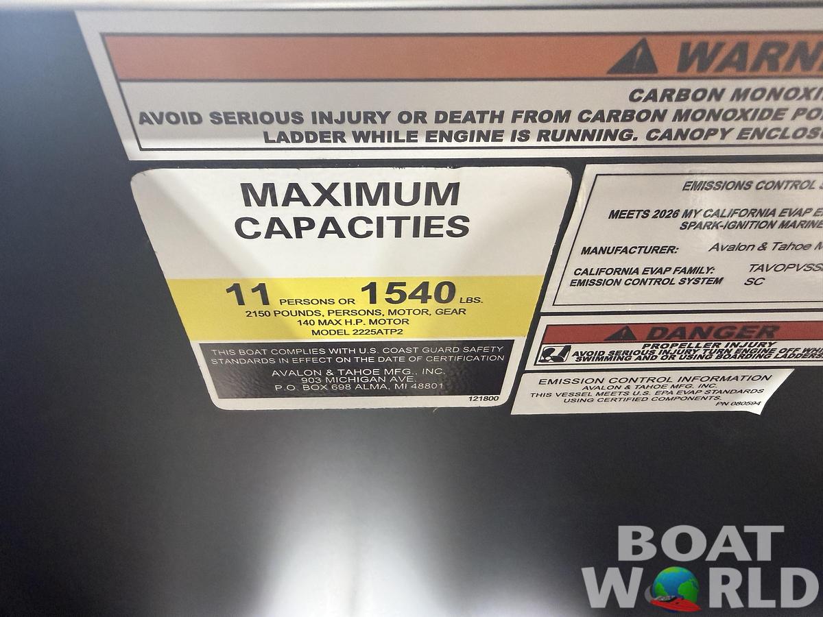 2027 Tahoe Pontoons Sport 2380 Cruise Rear Bench (CRB) $31995