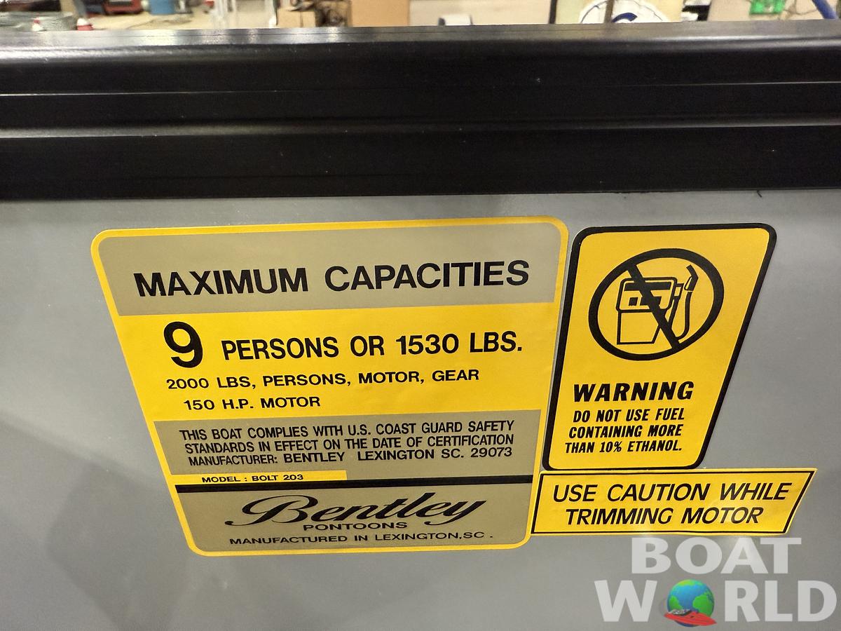 2025 Bentley Pontoons Bolt 203 Tritoon 150HP 4-Stroke EFI