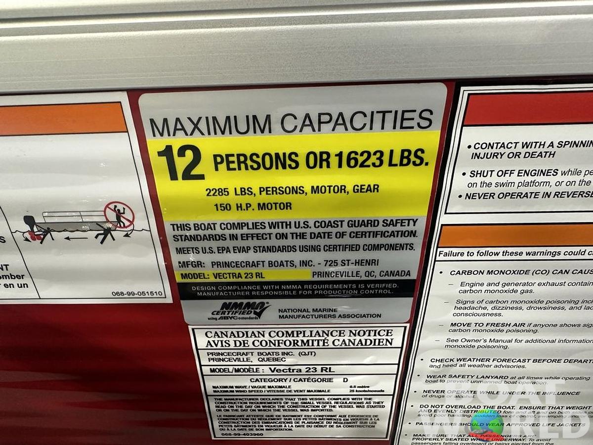 2025 Princecraft Vectra 23 RL SS Swingback Pontoon & Mercury 4-Stroke EFI