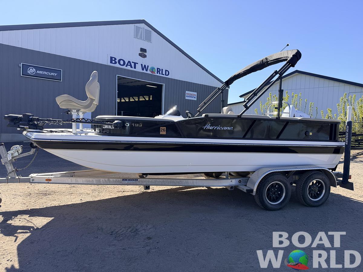 Used 2021 Hurricane Fun Deck 198 with 140HP Suzuki & Tandem Axle Trailer -$31,995