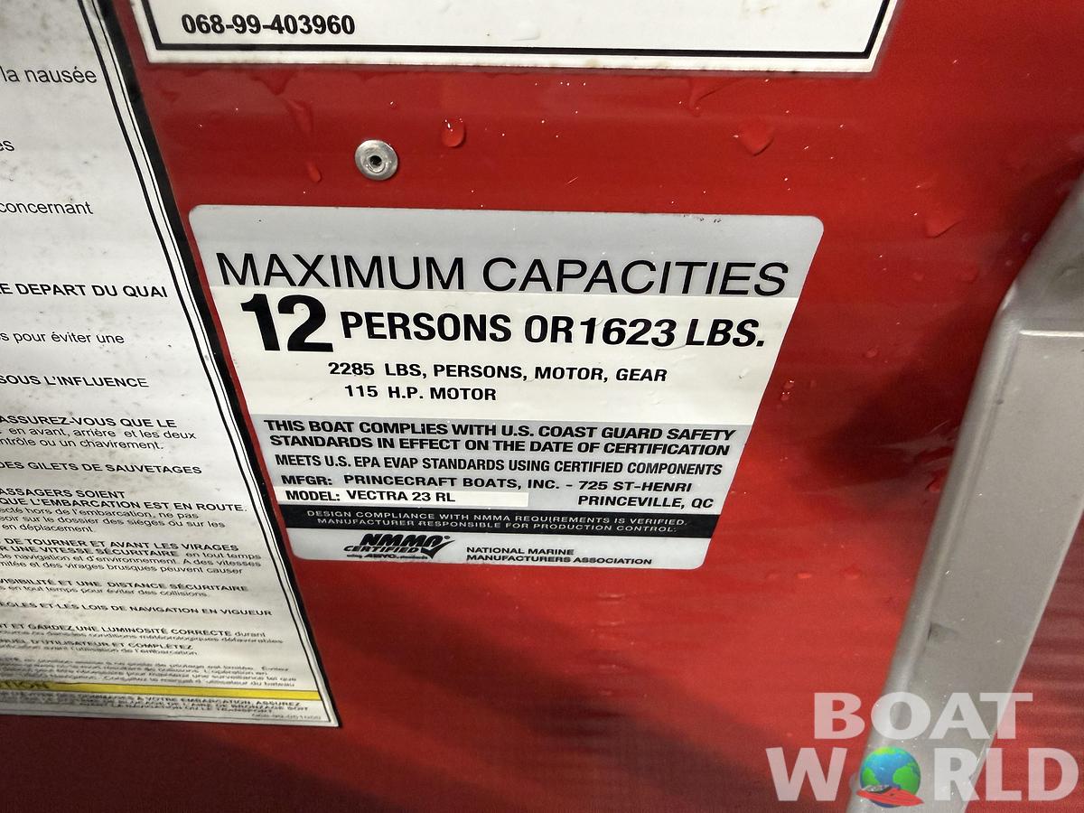 Used 2021 Princecraft Vectra 23 RL Dinette Swingback Pontoon & 115HP