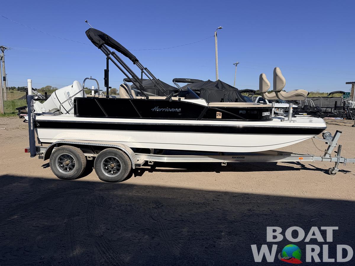 Used 2021 Hurricane Fun Deck 198 with 140HP Suzuki & Tandem Axle Trailer -$31,995